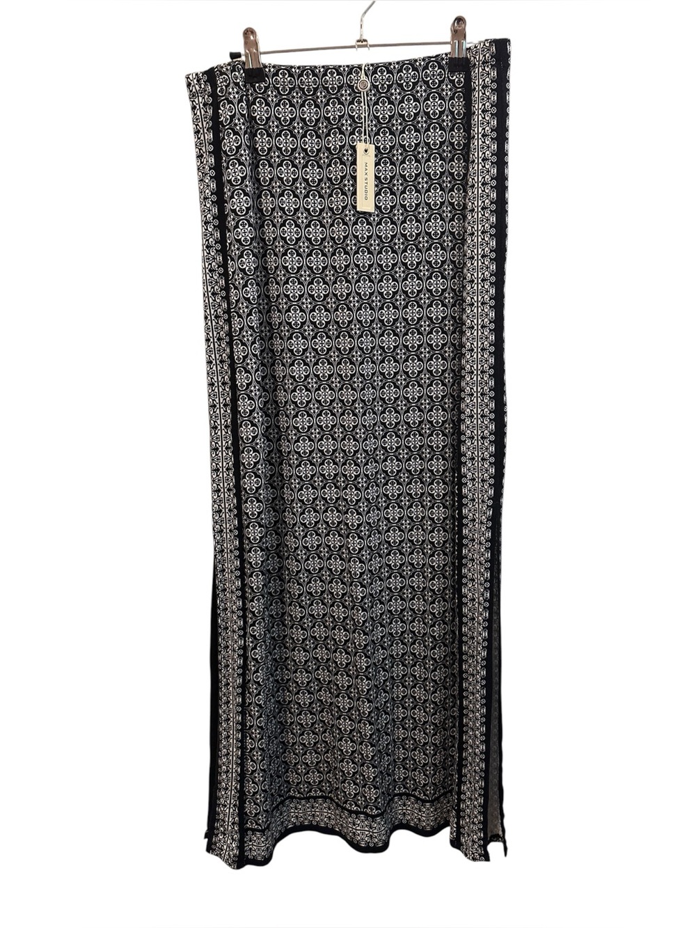 Max Studio Black and White Bohemian Printed Maxi Dress